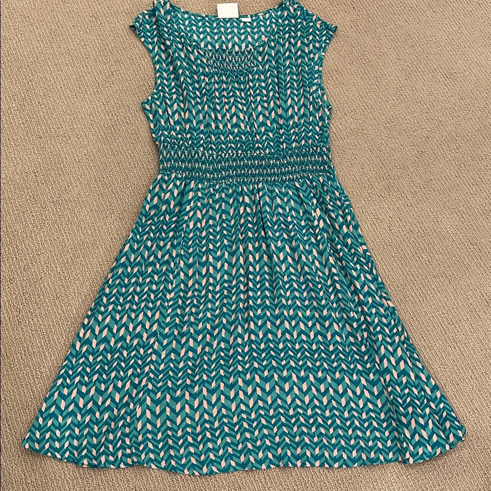 Maeve Teal and Pink Patterned Dress Size Large